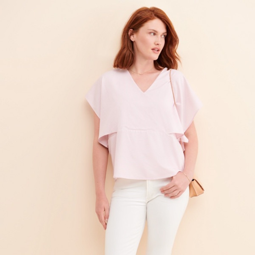 🆕 No Less Than Powder Pink Cape Sleeve Blouse - Picture 3 of 6